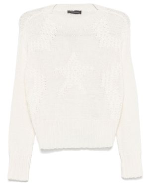 Lorena Antoniazzi Chunky Knit Turtleneck Sweater With Textured Pattern - White