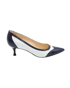 Manolo Blahnik Ancor Two-Tone Spectator Pumps - Blue