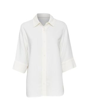 Anine Bing Cuffed Short Sleeve Shirt - White