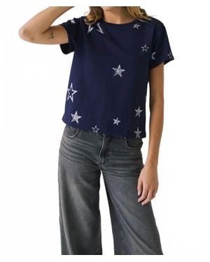 Chaser Brand Allover Distressed Stars Tee - Blue