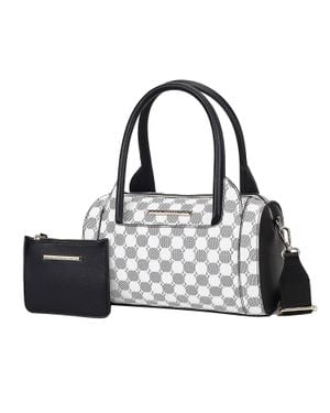 MKF Collection by Mia K Adhara Satchel Bag With Pouch Vegan Leather Circular Print Hobo Handbag Purse By Mia K - Black