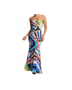 Luxxel Maxi Lace Up Dress - Blue
