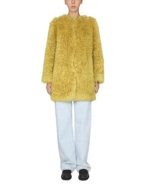 BECAGLI SINCE 1994 Textured Faux Fur Coat - Yellow