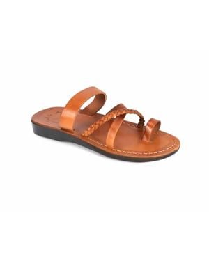 Jerusalem Sandals Sophia Braided Flat Sandals - Brown