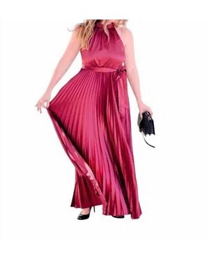 Kld. Signature Pleated Halter Maxi Dress - Pink