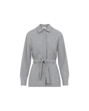 Peserico Pointed Collar Stone Virgin Wool Flannel Shirt - Gray