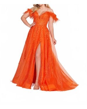 Ellie Wilde A-Line Evening Dress - Orange