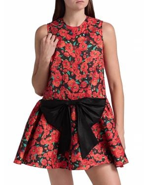 Kika Vargas Nellie Floral A-Line Minidress - Red