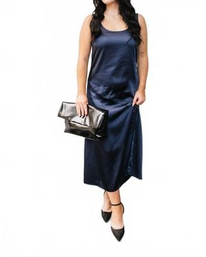 Crescent Satin Tank Dress - Blue