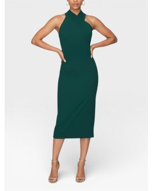 Rachel Roy Harland Crossover Halter Midi Dress - Green