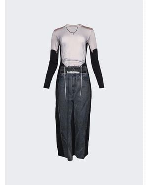 Y. Project X Jean Paul Gaultier Trompe-L'Oeil Y Belt Denim Maxi Dress - White