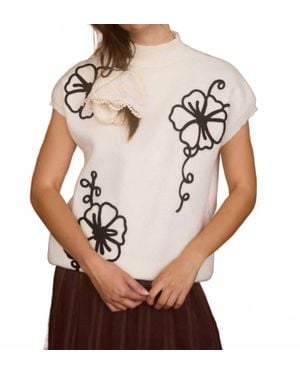 Blu Pepper Simone Floral Mock Neck Sweater - Brown