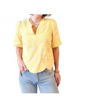 Adelyn Rae Eleanor Scallop Top - Yellow