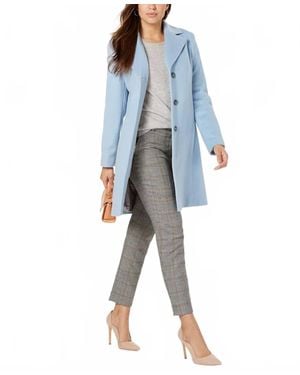 Calvin Klein Single-Breasted Wool Blend Coat - Blue