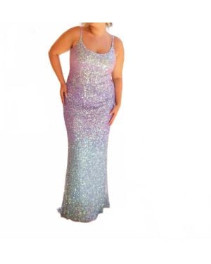 Primavera Long Sequin Prom Dress - Purple