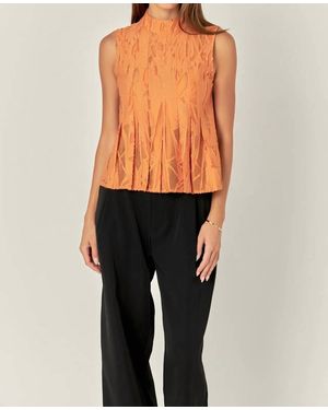 English Factory Burnout Pleated Sleeveless Top - Orange