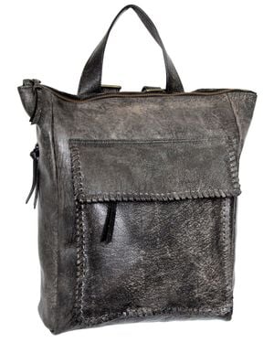 Nino Bossi Aviator Leather Backpack Purse - Black