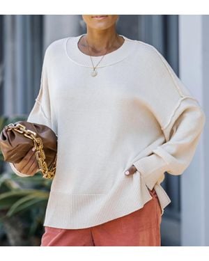 LAVENDER J Every Day Crew Neck Sweater - White