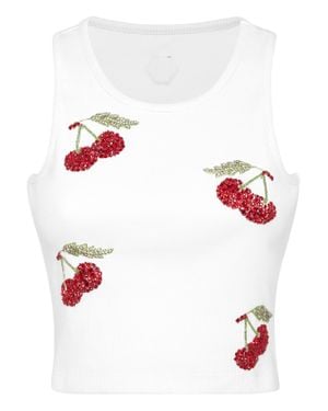Philipp Plein Tank Top Cherries - White