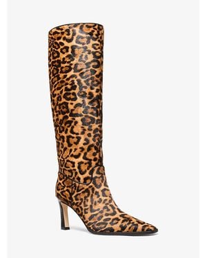 Michael Kors Darrah Leopard Print Calf Hair Boot - White