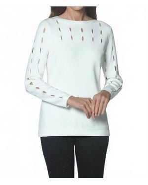 J'Envie/Eli Cutout Jewel Neck Knit Sweater - Gray