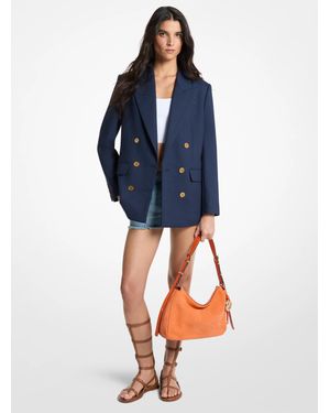MICHAEL Michael Kors Oversized Stretch Wool Blend Twill Blazer - Blue