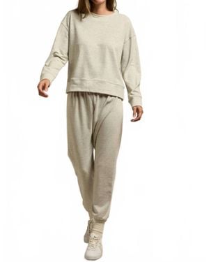 PERFECTWHITETEE Wren Heathered French Terry Sweatshirt - Natural
