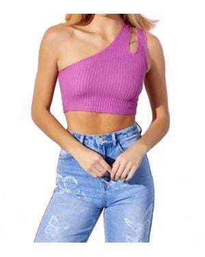 Baevely By Wellmade Textured Knit Top - Purple