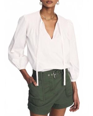 10 Crosby Derek Lam Austin Smocked Top Blouse - White