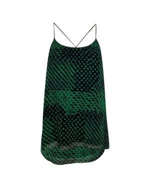 Theory Polka Dots Scoop Neck Camisole Tank Top - Green