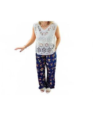 J joy Elastic Palazzo Pant - Blue