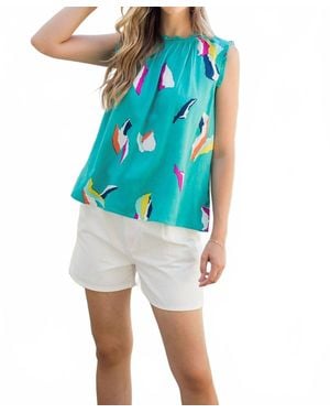 Thml Tate Sleeveless Abstract Print Top - Blue