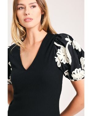 TRUEDAMES Bloom Knit Top - Black