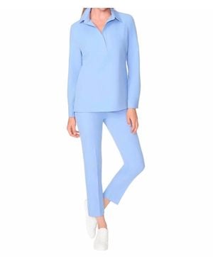 Estelle and Finn Front Zip Ankle Pant - Blue