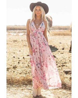 Babs+Birdie Rachelle Pleated Backless Dress - Pink