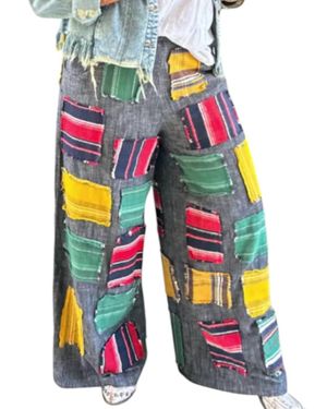 Jaded Gypsy Pieces Fit Wide Leg Pants - Blue