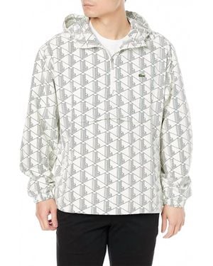 Lacoste Live Monogram Patterned Pullover Windbreaker - Gray