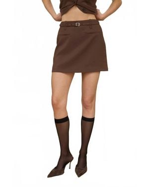 The Workshop Studio Lindell Belted Mini Skirt - Brown