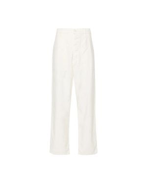 Polo Ralph Lauren Relaxed Cotton Pants With Ankle-Flat Front Design - White