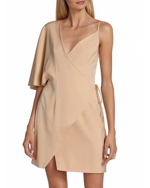 Kimberly Goldson Laurel Wrap Silhouette Flutter Sleeve Mini Dress - Natural