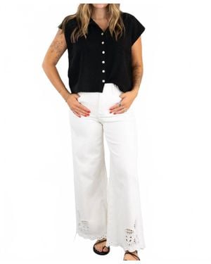 Risen Larissa Eyelet High-Rise Crop Jeans - White