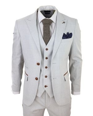 Paul Andrew Mark 3 Piece Tweed Check Suit - Gray