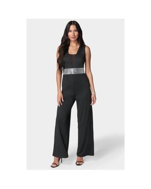 Bebe Embellished Wide Leg Jumpsuit - Black