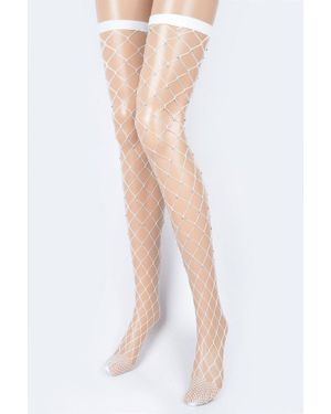 TRUEDAMES Fishnet Fashion Stocking - White