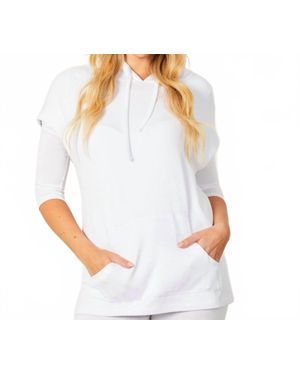 French Kyss Sleeveless Hoodie With Pocket - White
