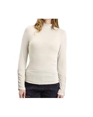 XCVI Ainsley Button Accent Sleeve Turtleneck Top - White
