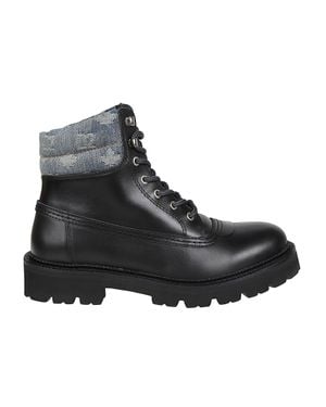 DSquared² D2 Warm Up Monogrammed Leather Ankle Boots - Black