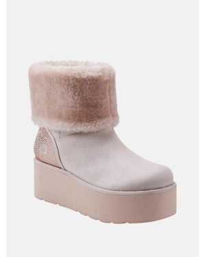 Guess Indya Shearling Platform Booties - Natural