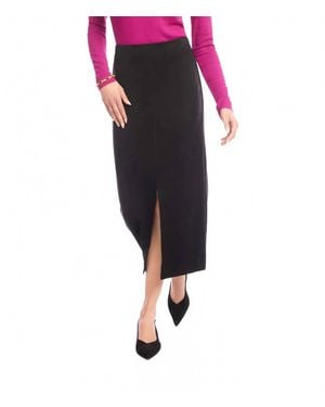 Karen Kane Faux Suede Front Slit Skirt - Red