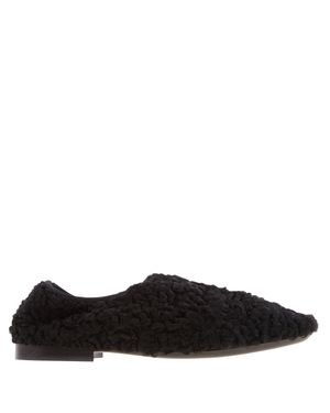 Ferragamo Ferragamo Albali Shearling Point-Toe Flats, Size 7 C - Black